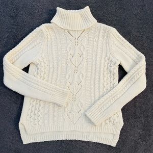 ❤️ JOIE WOOL ALPACA PULLOVER TURTLENECK CABLE KNIT FISHERMAN SWEATER HIGH NECK